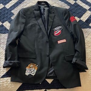 Zara Black Blazer with Tiger and Patch Details